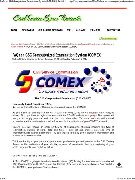 csc comex|FAQs On CSC Computerized Examination System .